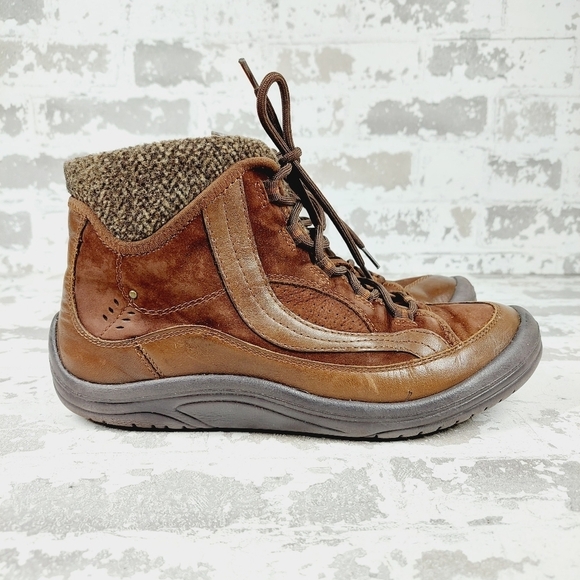 Nature Walk Brown Leather Lace Up Casual Flat Winter Ankle Boots F742 - Picture 5 of 11